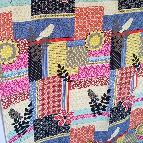 Handmade Patchwork Inspired Curtains - Country Bohemian Print - 53" x 40" - Picture 3 of 6